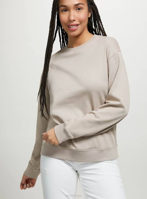 vrouwen Alcott wh2 wit Effen katoenen sweatshirt met ronde hals kleding PT24101