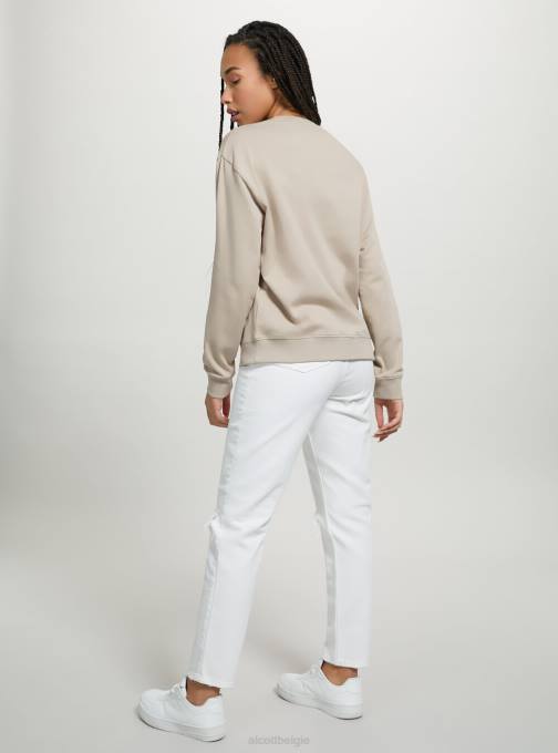 vrouwen Alcott wh2 wit Effen katoenen sweatshirt met ronde hals kleding PT24101