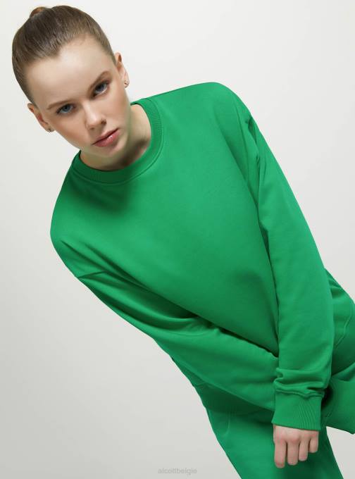 vrouwen Alcott wh2 wit Effen katoenen sweatshirt met ronde hals kleding PT2473