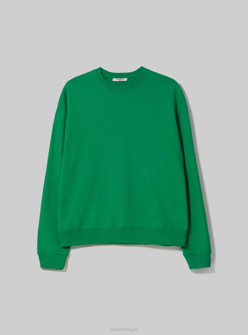 vrouwen Alcott wh2 wit Effen katoenen sweatshirt met ronde hals kleding PT2473