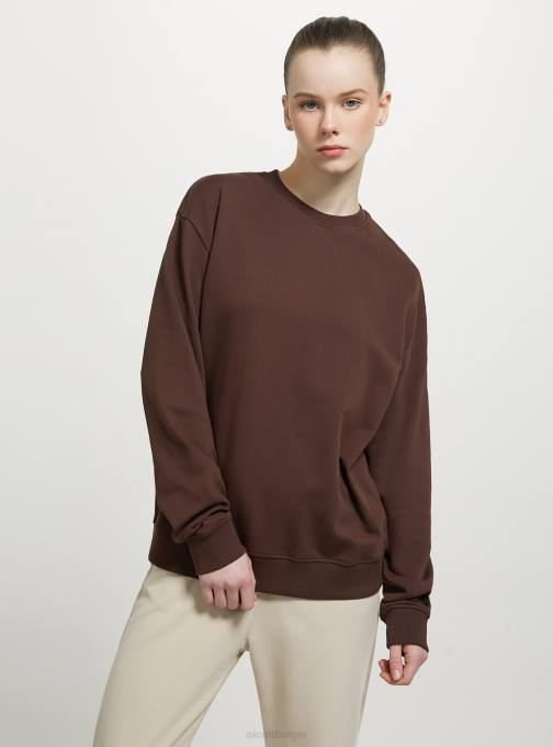 vrouwen Alcott wh2 wit Effen katoenen sweatshirt met ronde hals kleding PT2492