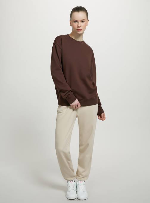 vrouwen Alcott wh2 wit Effen katoenen sweatshirt met ronde hals kleding PT2492