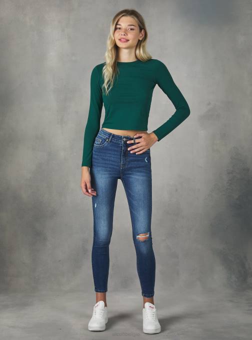 vrouwen Alcott bk1 zwart cropped T-shirt met lange mouwen kleding PT24297