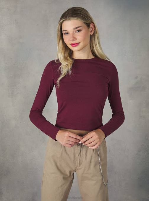 vrouwen Alcott bk1 zwart cropped T-shirt met lange mouwen kleding PT24354