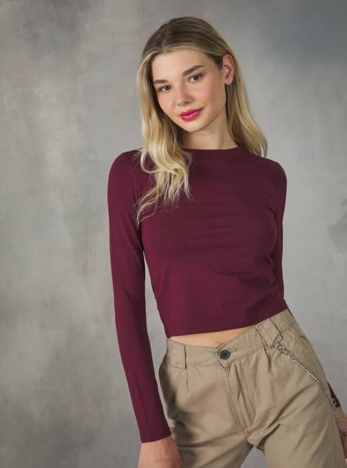 vrouwen Alcott bk1 zwart cropped T-shirt met lange mouwen kleding PT24354