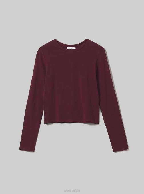 vrouwen Alcott bk1 zwart cropped T-shirt met lange mouwen kleding PT24354