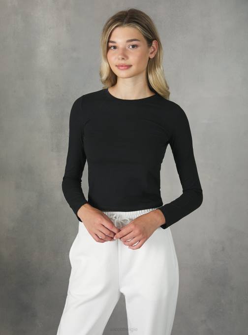 vrouwen Alcott bk1 zwart cropped T-shirt met lange mouwen kleding PT24400