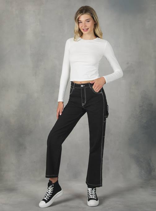 vrouwen Alcott bk1 zwart cropped T-shirt met lange mouwen kleding PT24475