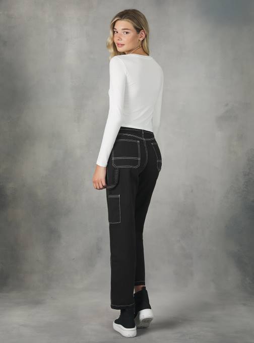 vrouwen Alcott bk1 zwart cropped T-shirt met lange mouwen kleding PT24475