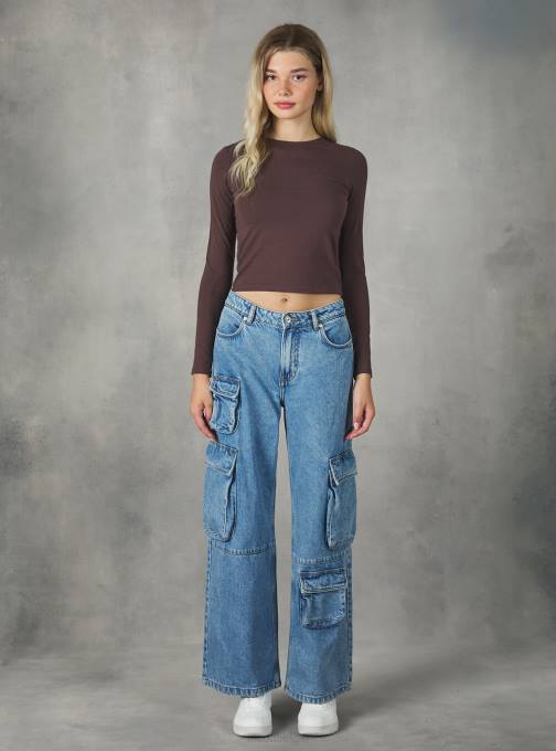 vrouwen Alcott bk1 zwart cropped T-shirt met lange mouwen kleding PT24481