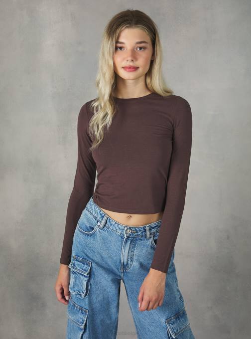 vrouwen Alcott bk1 zwart cropped T-shirt met lange mouwen kleding PT24481