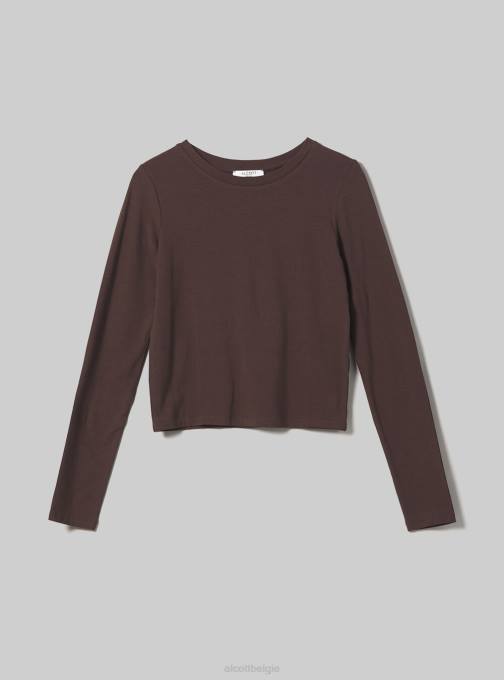 vrouwen Alcott bk1 zwart cropped T-shirt met lange mouwen kleding PT24481