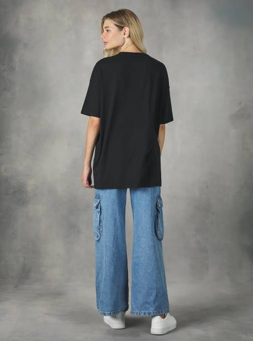 vrouwen Alcott bk1 zwart oversized t-shirt van Stranger Things kleding PT24135
