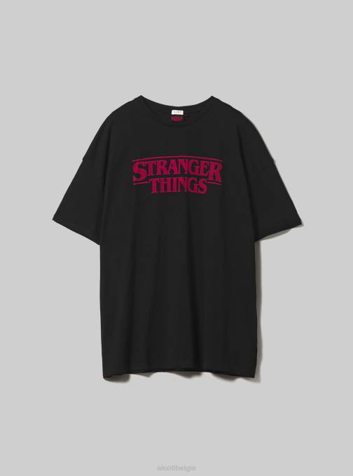 vrouwen Alcott bk1 zwart oversized t-shirt van Stranger Things kleding PT24135