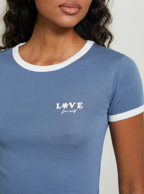 vrouwen Alcott c4546 lila t-shirt met print en contrasterende bies kleding PT24458