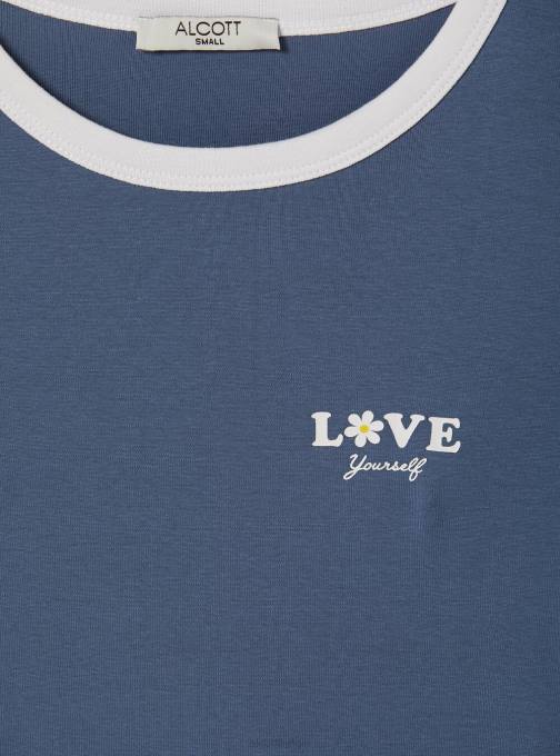 vrouwen Alcott c4546 lila t-shirt met print en contrasterende bies kleding PT24458