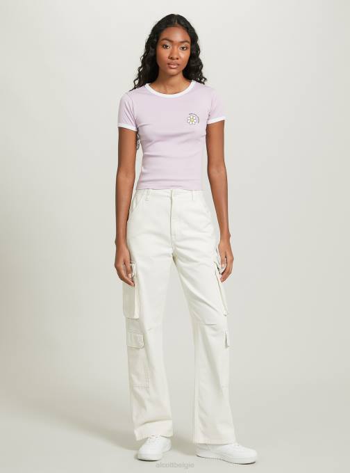 vrouwen Alcott c4546 lila t-shirt met print en contrasterende bies kleding PT249