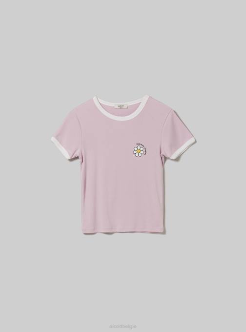 vrouwen Alcott c4546 lila t-shirt met print en contrasterende bies kleding PT249