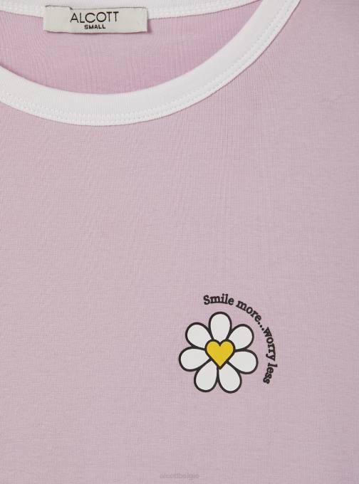 vrouwen Alcott c4546 lila t-shirt met print en contrasterende bies kleding PT249