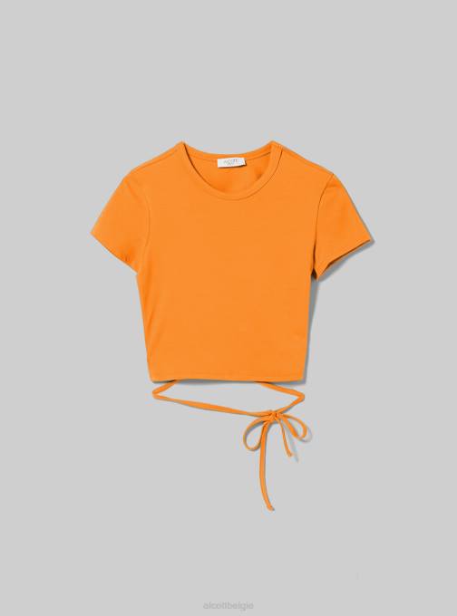 vrouwen Alcott of3 oranje licht cropped T-shirt met veters kleding PT24321