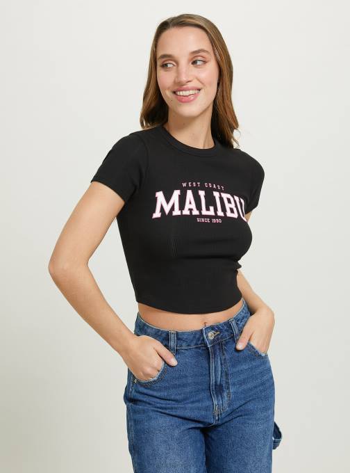 vrouwen Alcott wh2 wit cropped t-shirt met collegeprint kleding PT24372