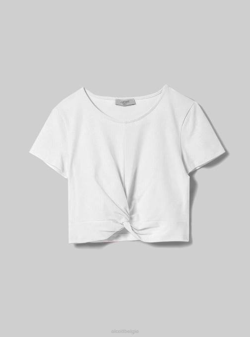 vrouwen Alcott wh2 wit cropped t-shirt met knoop kleding PT24127