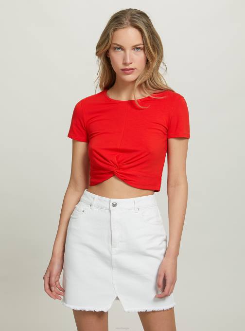 vrouwen Alcott wh2 wit cropped t-shirt met knoop kleding PT24347