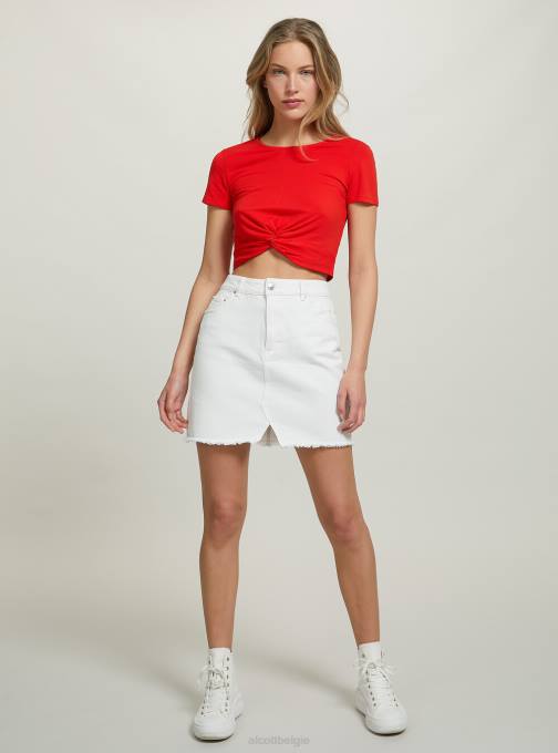 vrouwen Alcott wh2 wit cropped t-shirt met knoop kleding PT24347