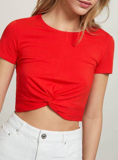 vrouwen Alcott wh2 wit cropped t-shirt met knoop kleding PT24347