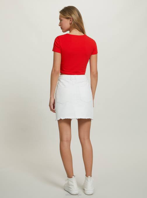 vrouwen Alcott wh2 wit cropped t-shirt met knoop kleding PT24347