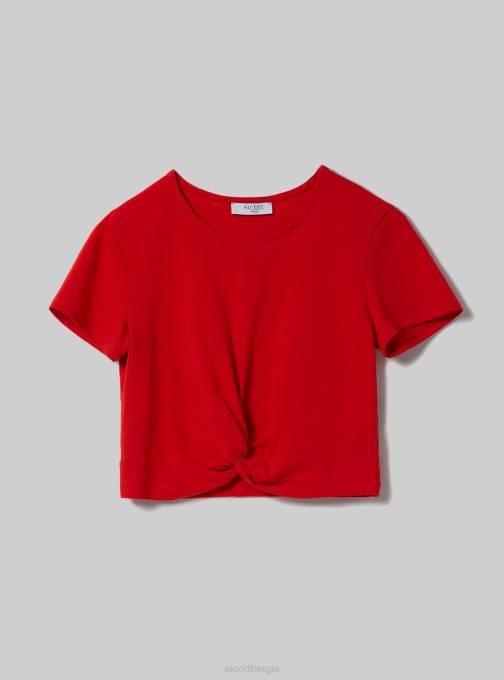 vrouwen Alcott wh2 wit cropped t-shirt met knoop kleding PT24347