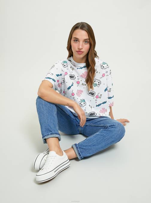 vrouwen Alcott wh3 wit Hallo Kitty overal op het t-shirt kleding PT24470