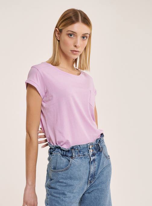 vrouwen Alcott wit basic katoenen t-shirt met borstzak kleding PT24130