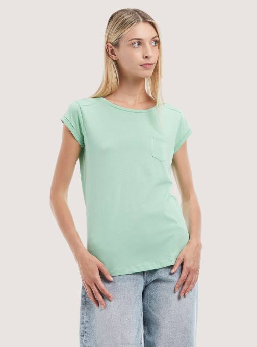 vrouwen Alcott wit basic katoenen t-shirt met borstzak kleding PT24210