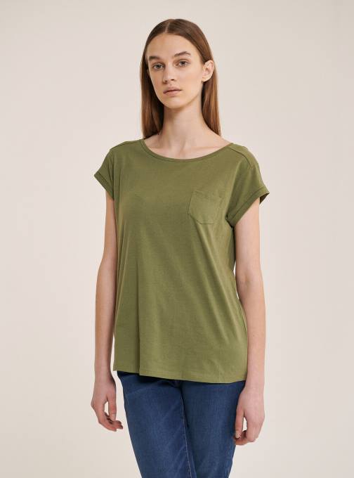 vrouwen Alcott wit basic katoenen t-shirt met borstzak kleding PT24375