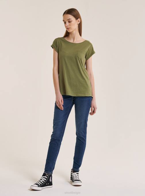 vrouwen Alcott wit basic katoenen t-shirt met borstzak kleding PT24375