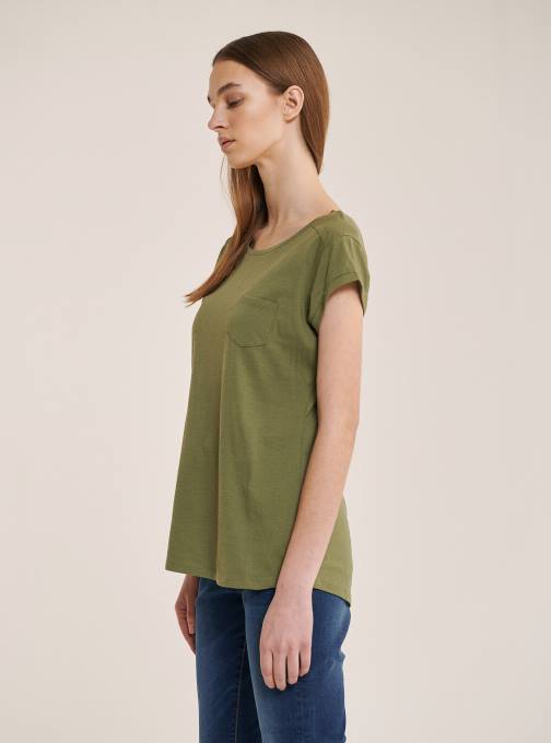 vrouwen Alcott wit basic katoenen t-shirt met borstzak kleding PT24375