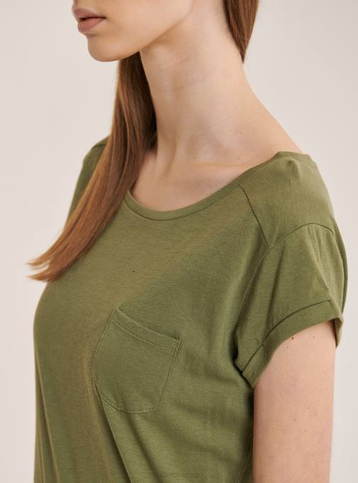 vrouwen Alcott wit basic katoenen t-shirt met borstzak kleding PT24375