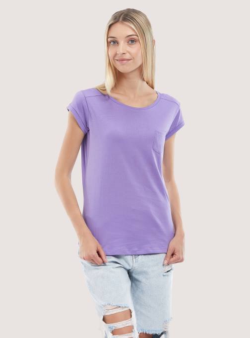 vrouwen Alcott wit basic katoenen t-shirt met borstzak kleding PT24442