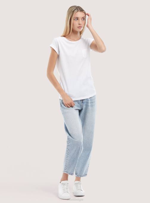 vrouwen Alcott wit basic katoenen t-shirt met borstzak kleding PT2498