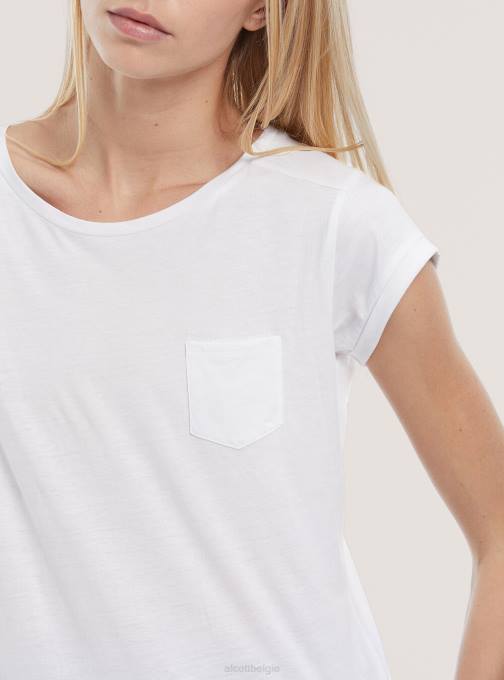 vrouwen Alcott wit basic katoenen t-shirt met borstzak kleding PT2498