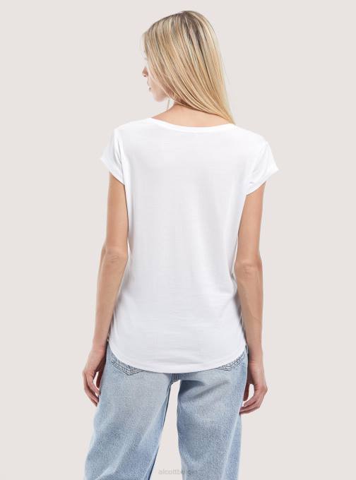vrouwen Alcott wit basic katoenen t-shirt met borstzak kleding PT2498