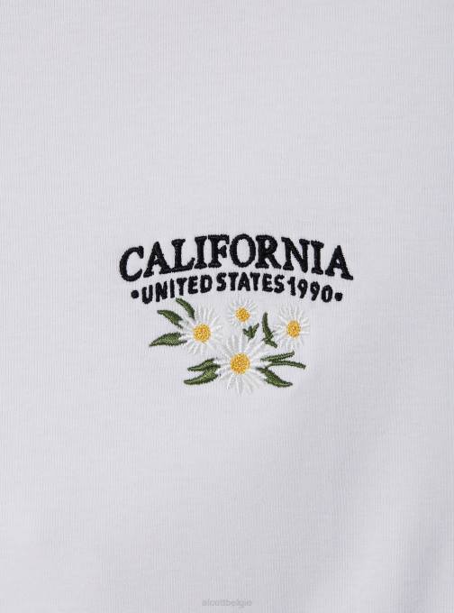 vrouwen Alcott wit katoenen t-shirt met borduursel kleding PT2479