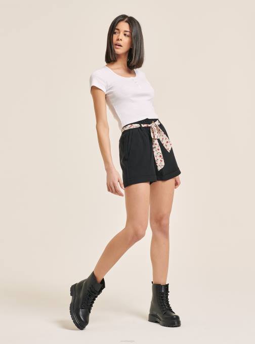 vrouwen Alcott zwart cropped katoenen top met knopen kleding PT24215