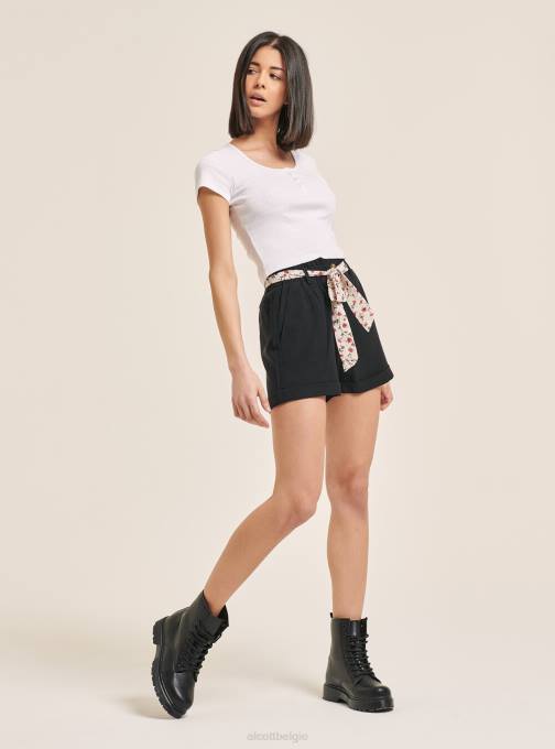 vrouwen Alcott zwart cropped katoenen top met knopen kleding PT24215