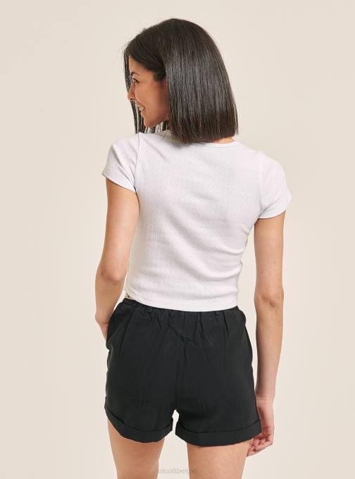 vrouwen Alcott zwart cropped katoenen top met knopen kleding PT24215