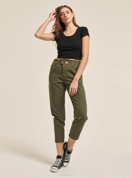 vrouwen Alcott zwart cropped katoenen top met knopen kleding PT24374