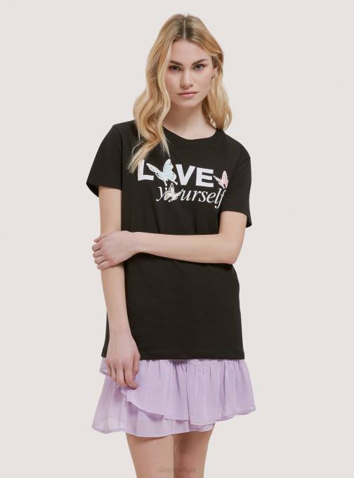 vrouwen Alcott zwart katoenen t-shirt met print kleding PT24196