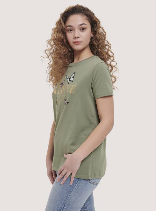 vrouwen Alcott zwart katoenen t-shirt met print kleding PT24299