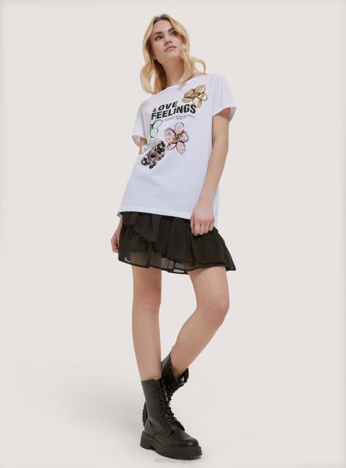 vrouwen Alcott zwart katoenen t-shirt met print kleding PT24355